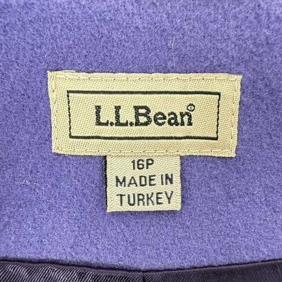 LL Bean Blazer Jacket Women Size 16 Petite Purple 3 Button Wool Cashmere Blend - Picture 7 of 14